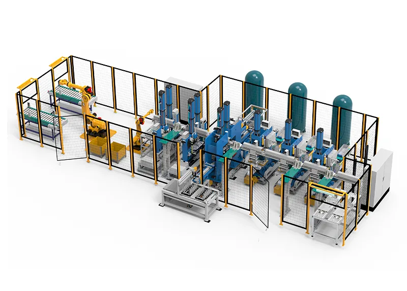 Línea de clinchado automatizada para bandeja base de aire acondicionado